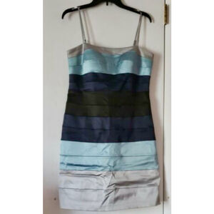 Satin formal dress, OC by Olga Cassini Size 4 Blue silver